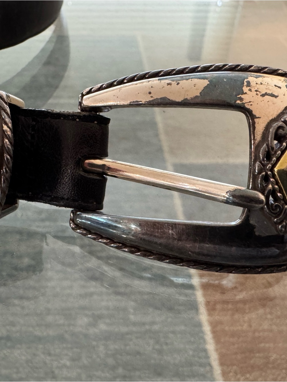 Brighton Black Leather Belt with Silver Western Buckle